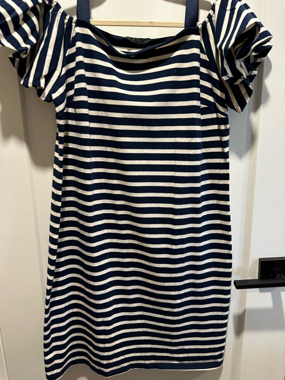 Ralph Lauren Navy and White Striped Boatneck Top - Picture 2 of 6